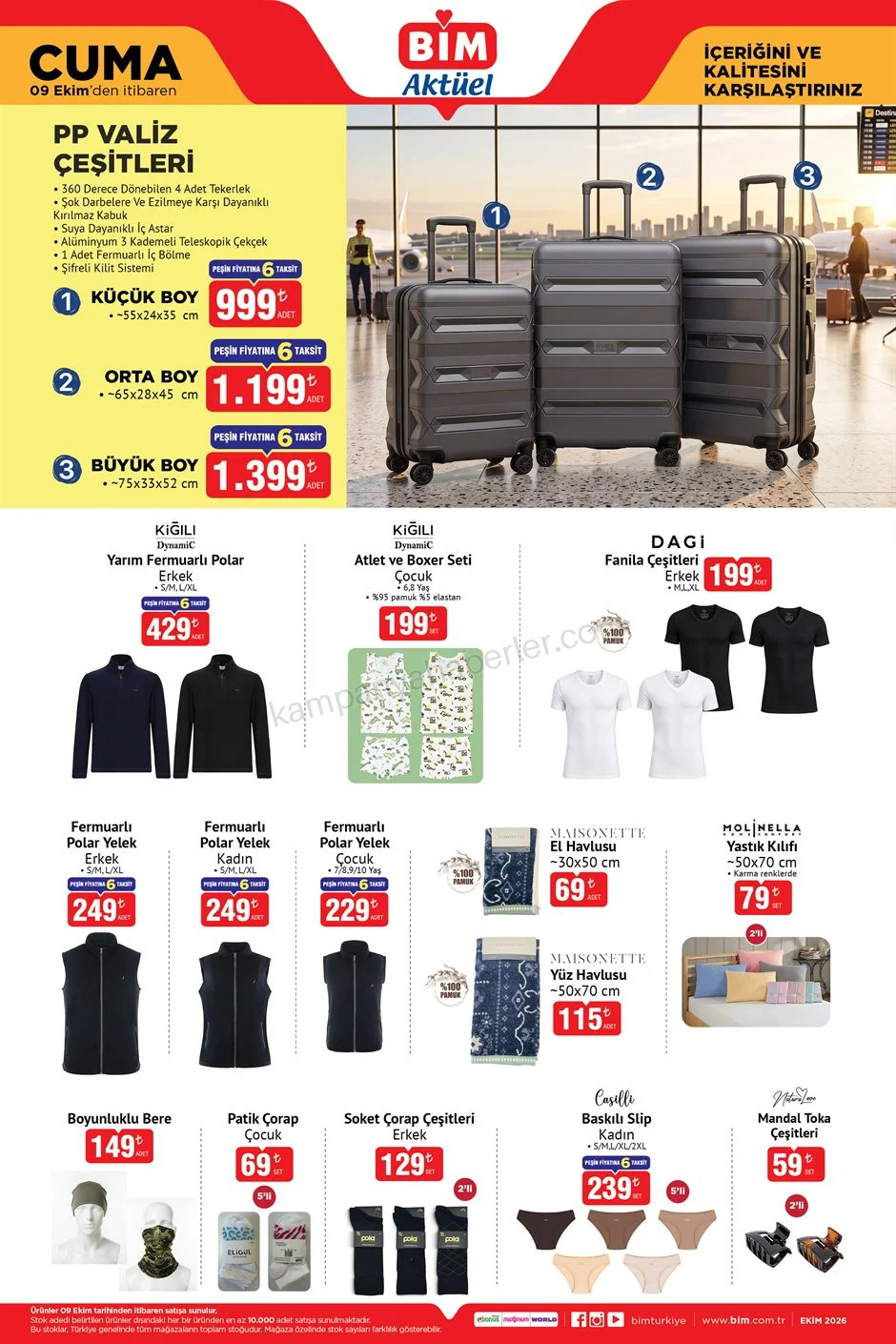 BİM 09 Ekim Cuma 2026 aktüel ürünleri ve fiyatları — afiş