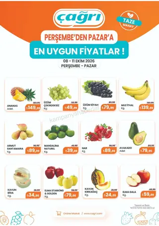 Çağrı Market 08.10.2026 – 11.10.2026 8-11 Ekim-Manav Katalog kampanyası — afiş 1