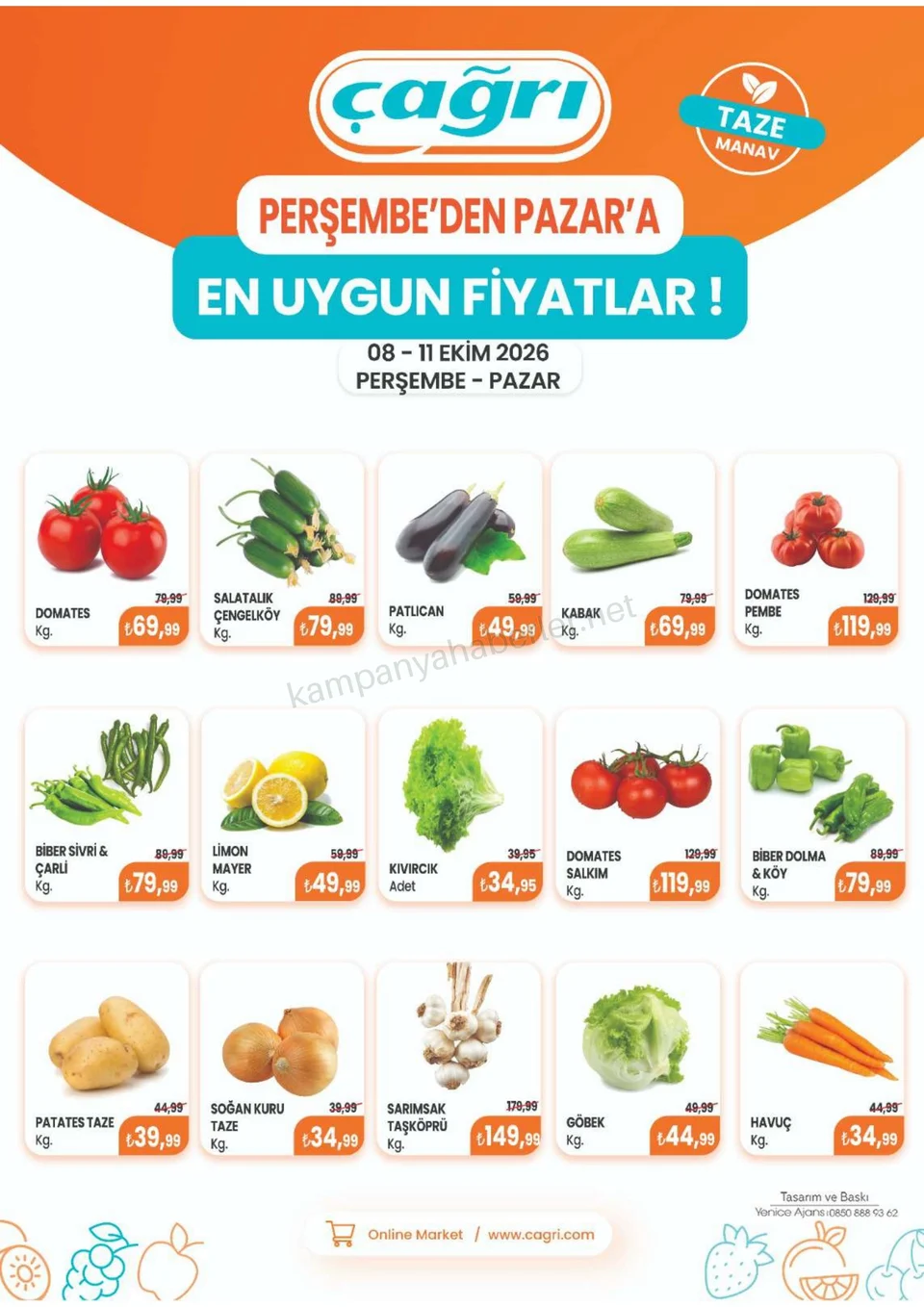 Çağrı Market 08.10.2026 – 11.10.2026 8-11 Ekim-Manav Katalog kampanyası — afiş 2