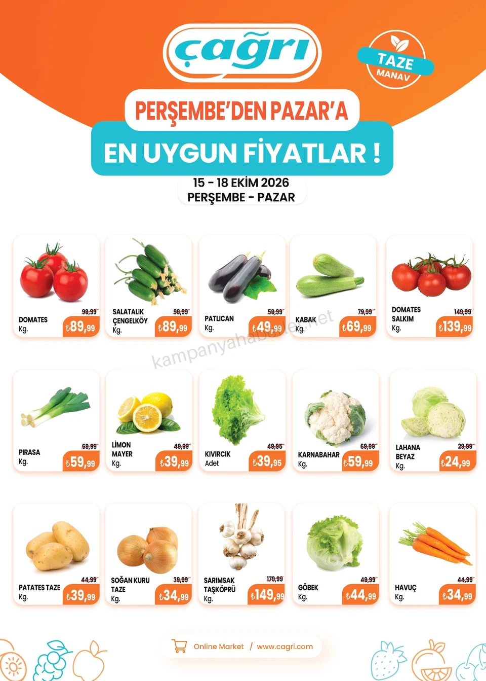 Çağrı Market 15.10.2026 – 18.10.2026 15-18 Ekim-Manav kampanyası — afiş 2