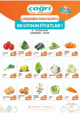 Çağrı Market 21.10.2026 – 25.10.2026 Manav Katalog kampanyası — afiş 1