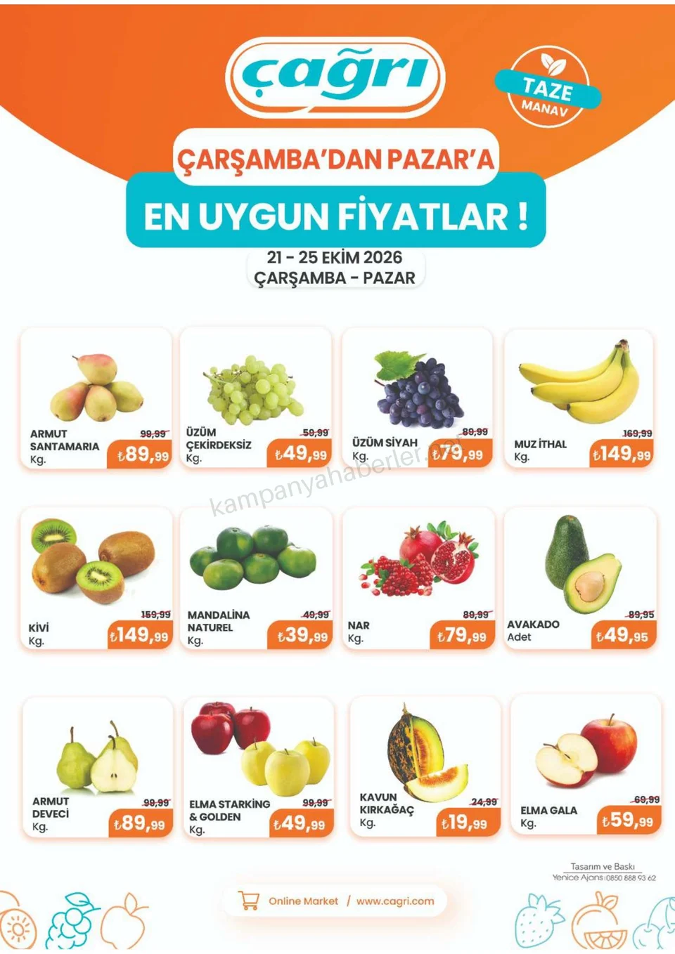 Çağrı Market 21.10.2026 – 25.10.2026 Manav Katalog kampanyası — afiş 2