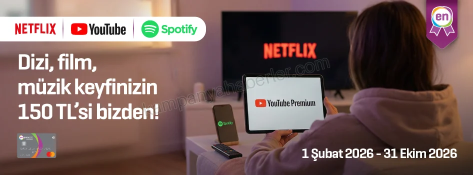 Enpara Dizi, film, müzik keyfinizin 150 TL’si bizden! 2026 — kampanya görseli