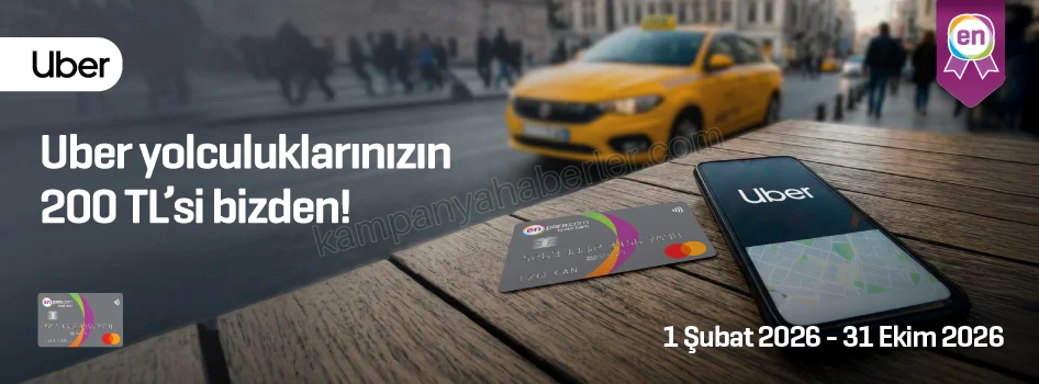 Enpara Uber yolculuklarınızın 200 TL’si bizden! 2026 — kampanya görseli