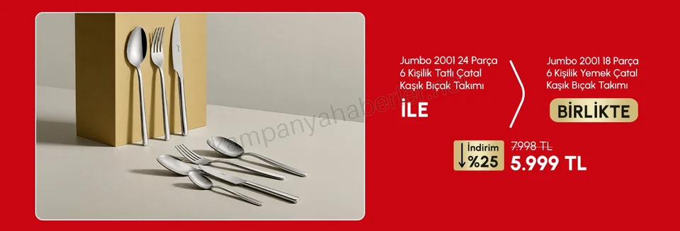 Karaca Jumbo 18 Parça ve 24 Parça Çatal Kaşık Bıçak Takımı Birlikte 5.999 TL 2026 — afiş 1