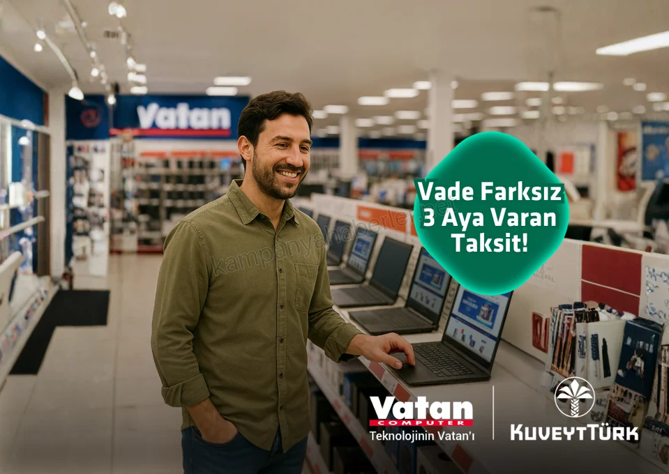 Kuveyt Türk Vatan Bilgisayar’da Vade Farksız 3 Taksit Fırsatı! 2026 — kampanya görseli