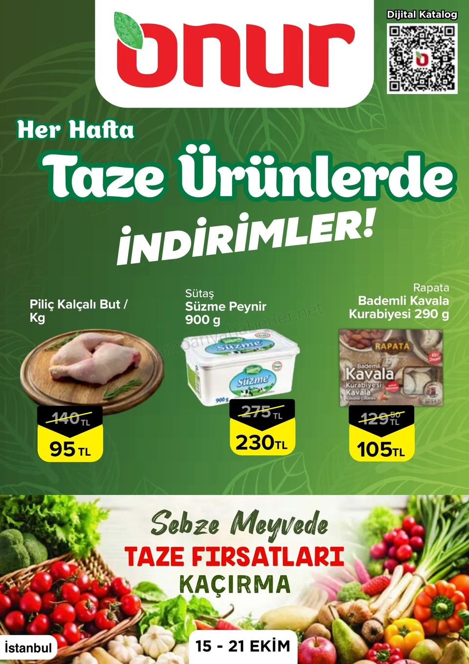 Onur Market 15.10.2026 – 21.10.2026 İstanbul Taze Ürünlerde İndirimler kampanyası — afiş 1