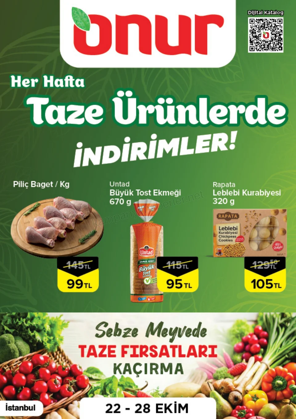 Onur Market 22.10.2026 – 28.10.2026 İstanbul Taze Ürünlerde İndirimler kampanyası — afiş 1