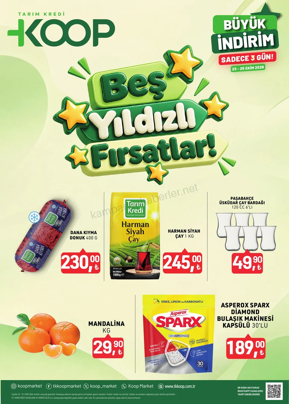 Tarım Kredi 23.10.2026 – 25.10.2026 Beş Yıldızlı Fırsatlar kampanyası — afiş 1