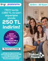Türkiye Finans TROY kartla Pazarama’da tek seferde 1.250 TL ve üzeri alışverişe 250 TL indirim! 2026 — kampanya görseli