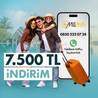VakıfBank MilPlus Seyahat Hattı üzerinden yapacağınız otel rezervasyonlarına 7.500 TL indirim! 2026 — kampanya görseli