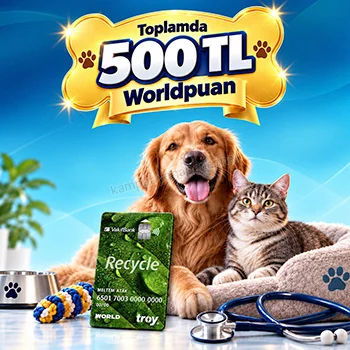 VakıfBank Recycle Card ile her 1.500 TL ve üzeri harcamanıza 250 TL, toplam 500 TL Worldpuan! 2026 — kampanya görseli