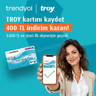VakıfBank TROY kartını Trendyol’a kaydedenlere 400 TL indirim fırsatı! 2026 — kampanya görseli